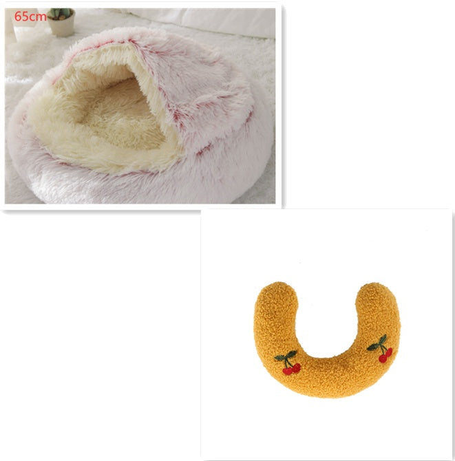 2-in-1 Round Plush Pet Winter Bed Soft Warm