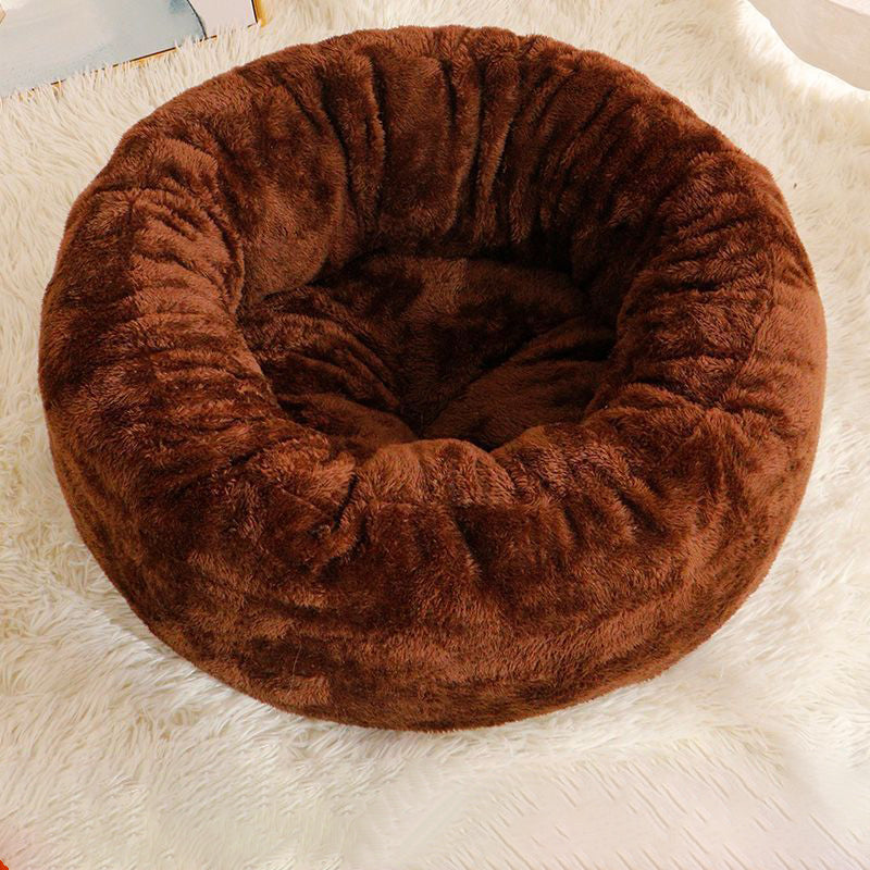 Plush Donut Pet Bed Soft Warm Round Cushion Mat