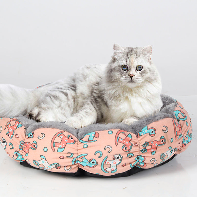 Calming Donut Plush Pet Bed Round Fluffy