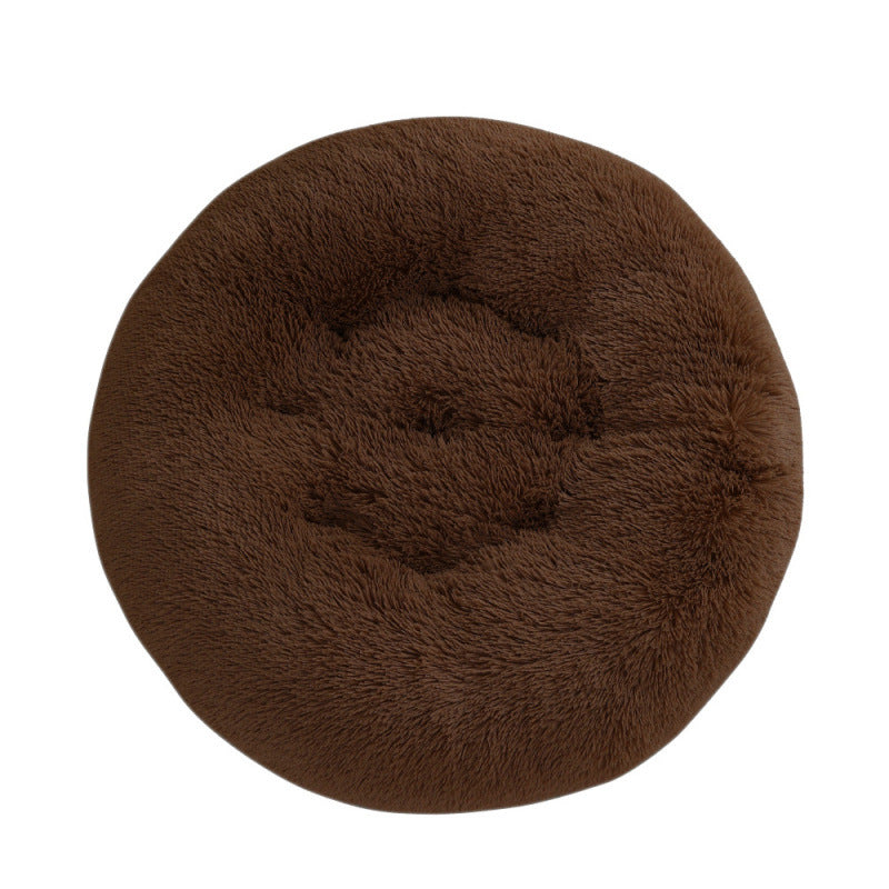 Round Plush Pet Bed Warm Sleep Mat