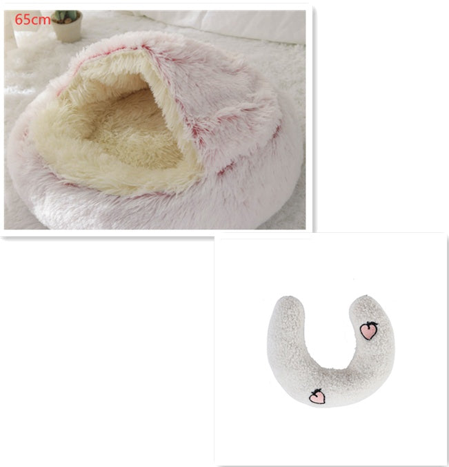 2-in-1 Round Plush Pet Winter Bed Soft Warm
