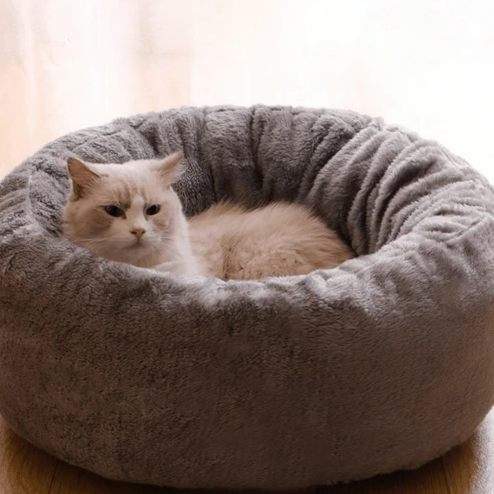 Plush Donut Pet Bed Soft Warm Round Cushion Mat