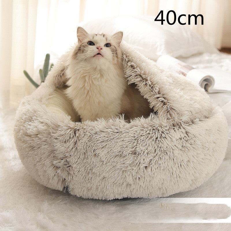 2-in-1 Round Plush Pet Winter Bed Soft Warm