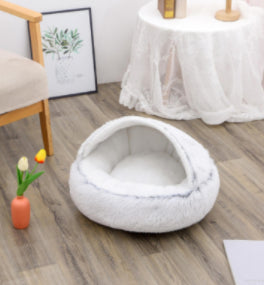2-in-1 Round Plush Pet Winter Bed Soft Warm