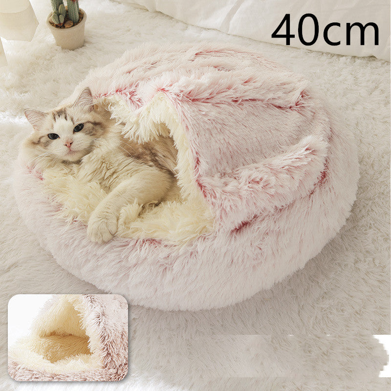 2-in-1 Round Plush Pet Winter Bed Soft Warm