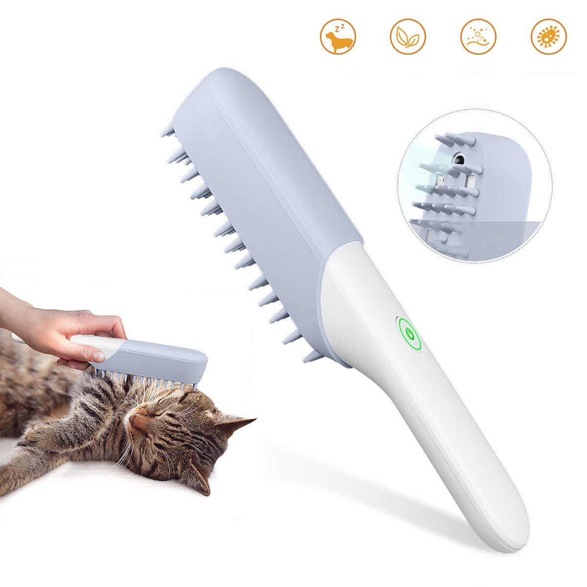Silicone Pet Grooming Brush With Massage And Hair Removal