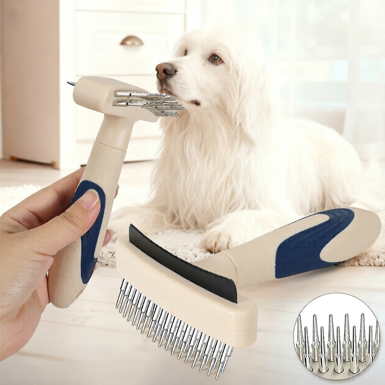 Pet Grooming Brush For Hair Removal And Detangling