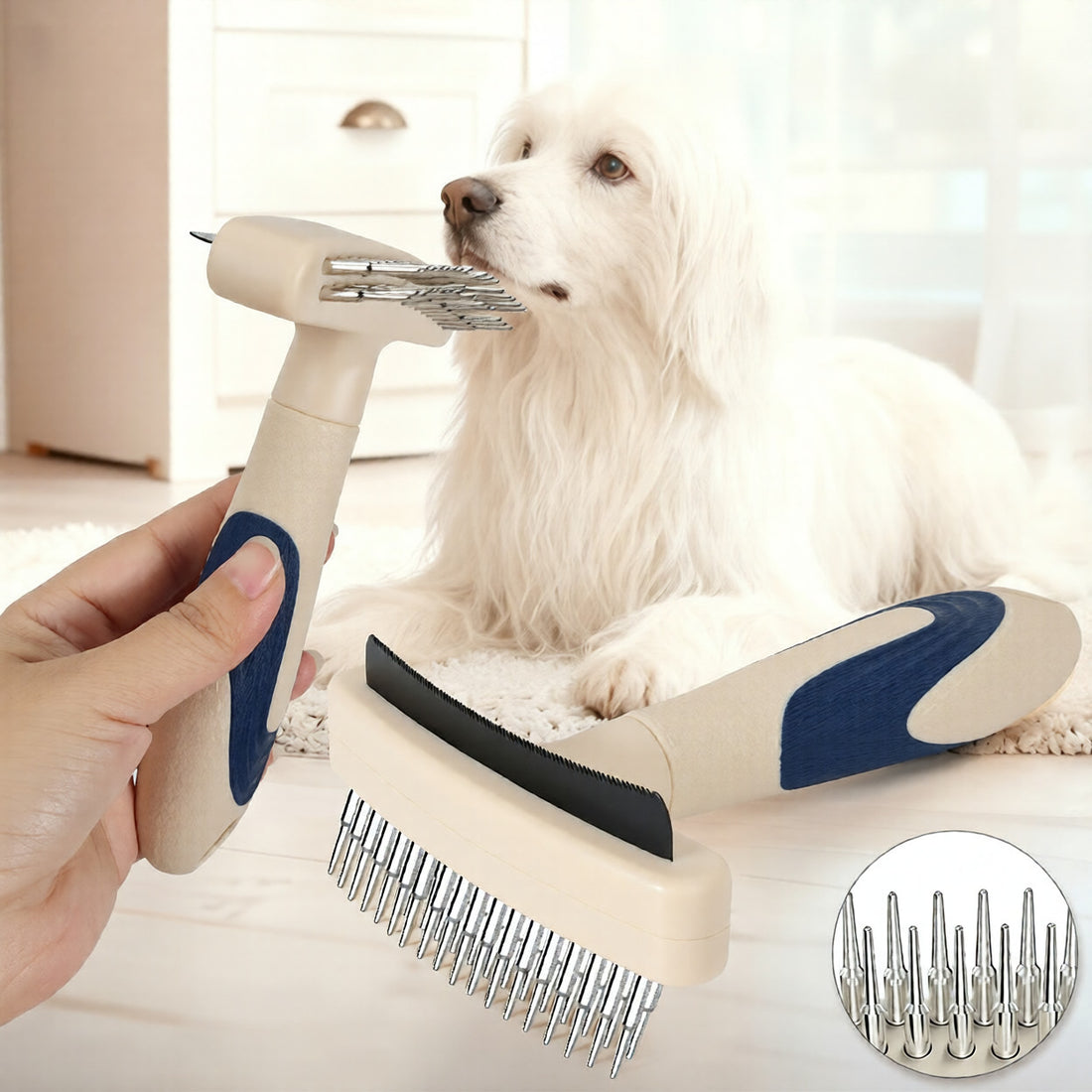 Pet Grooming Brush For Hair Removal And Detangling