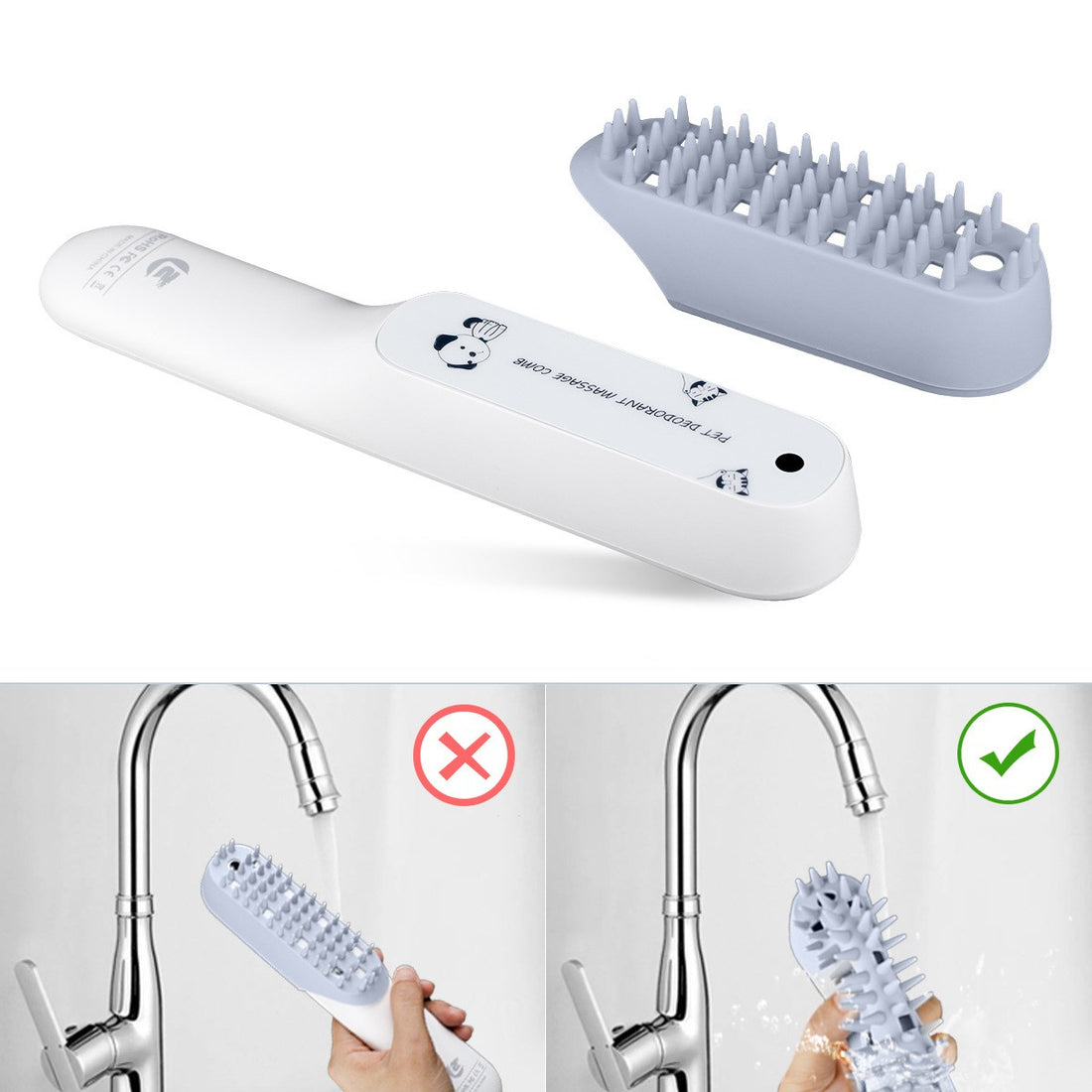 Silicone Pet Grooming Brush With Massage And Hair Removal