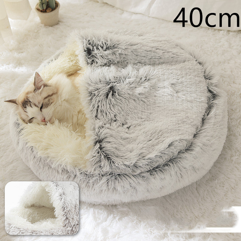 2-in-1 Round Plush Pet Winter Bed Soft Warm