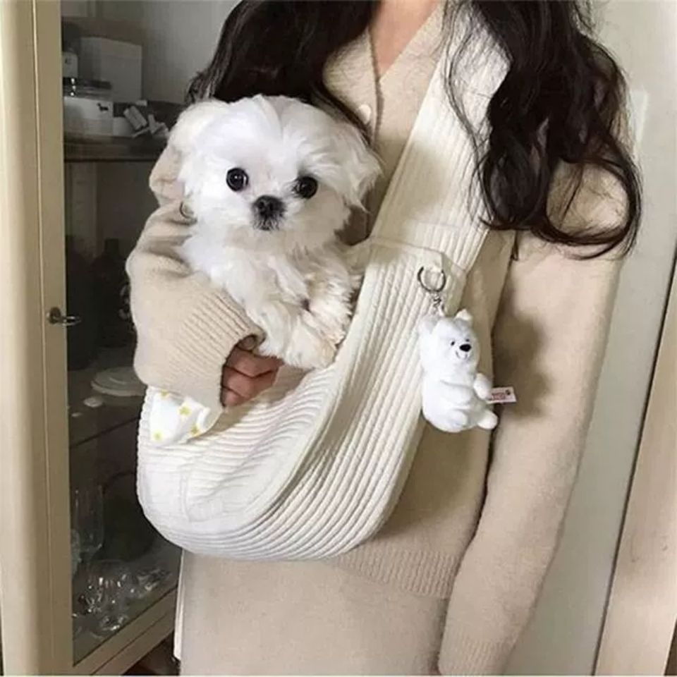 Handmade Canvas Pet Carrier Bag Breathable Outdoor Travel Tote