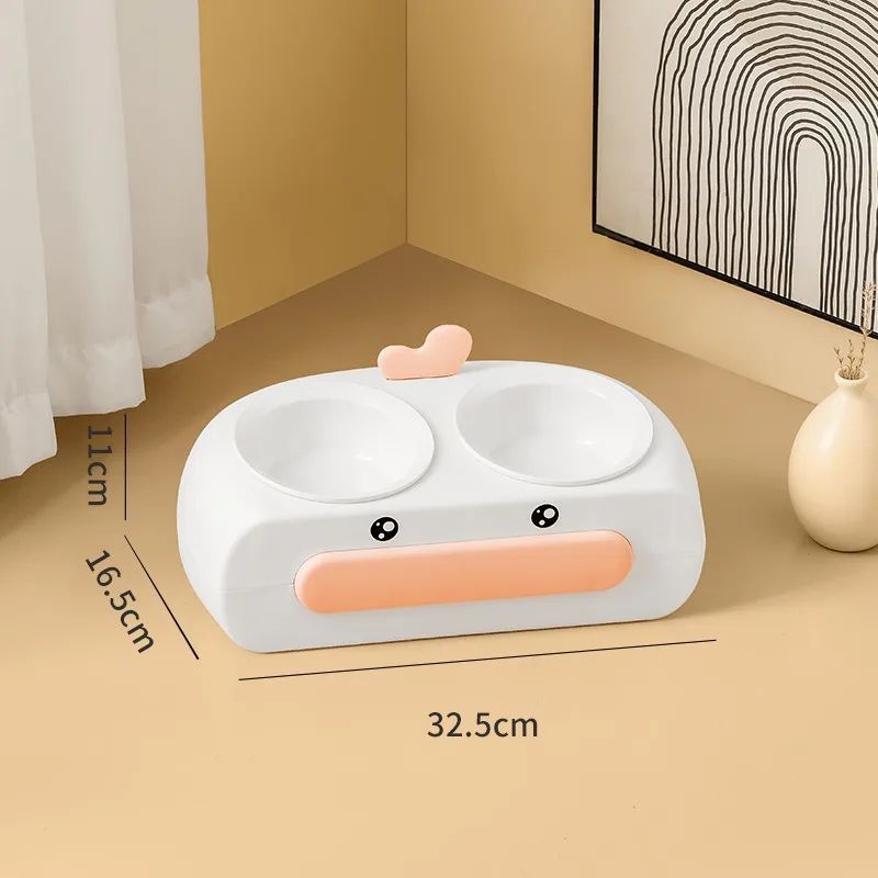 Duck-Shaped Double Pet Bowl Plastic Food And Water Feeder