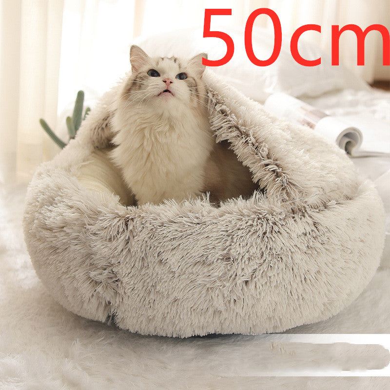 2-in-1 Round Plush Pet Winter Bed Soft Warm