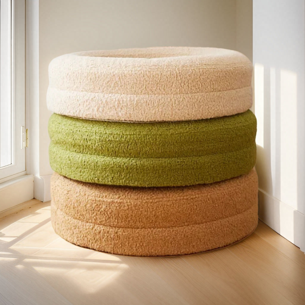 Solid Color Round Plush Pet Nest Comfortable Bed