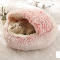 2-in-1 Round Plush Pet Winter Bed Soft Warm
