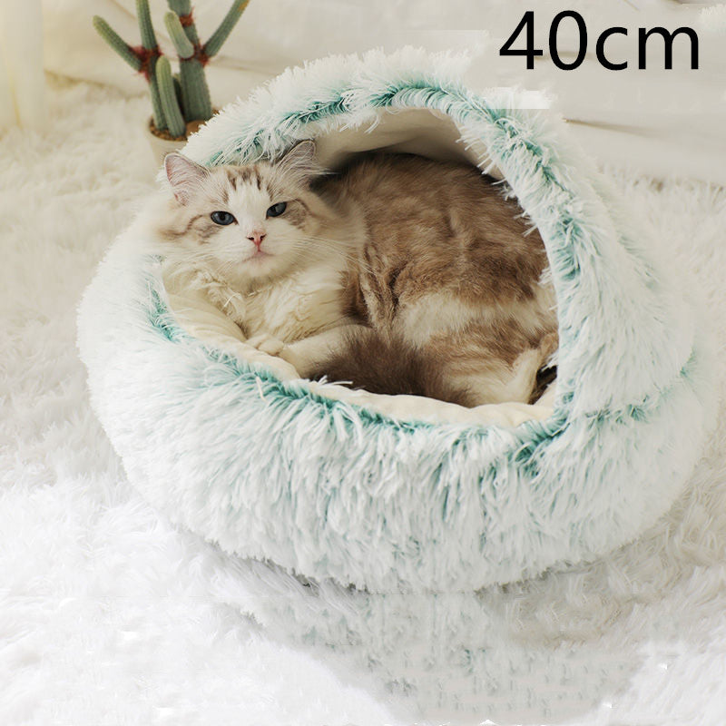 2-in-1 Round Plush Pet Winter Bed Soft Warm