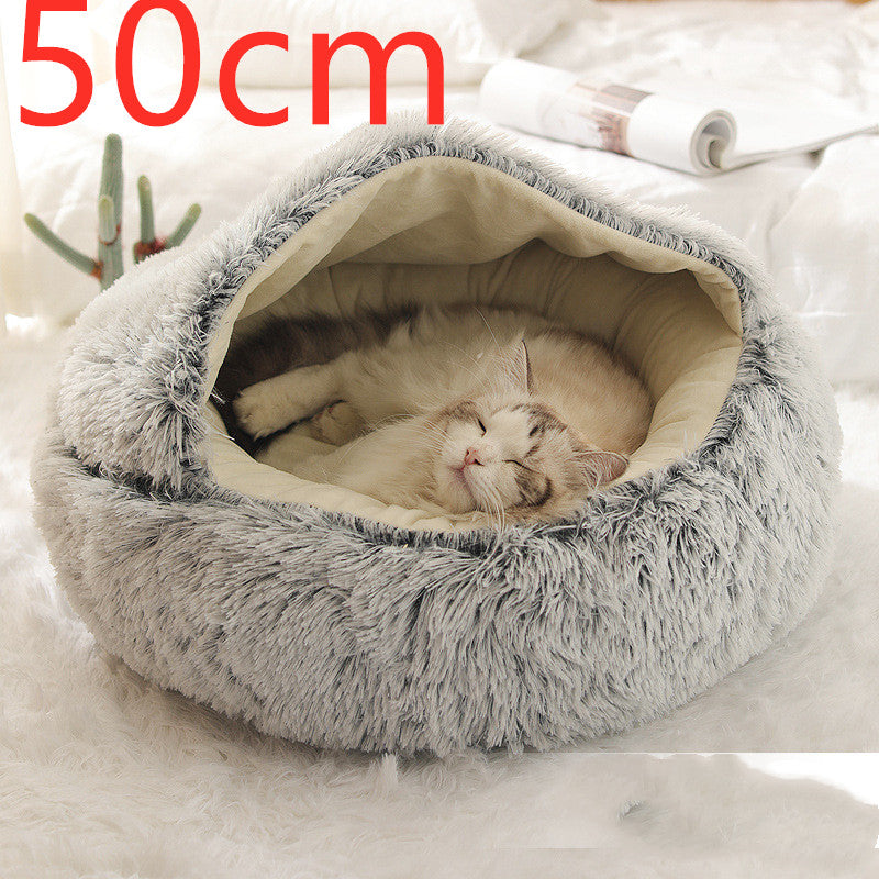 2-in-1 Round Plush Pet Winter Bed Soft Warm