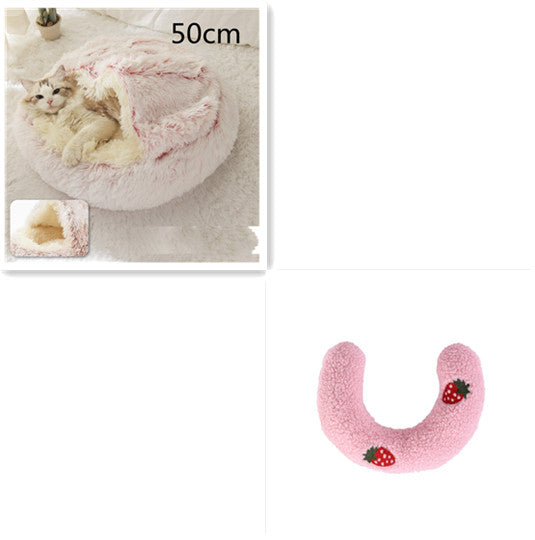 2-in-1 Round Plush Pet Winter Bed Soft Warm