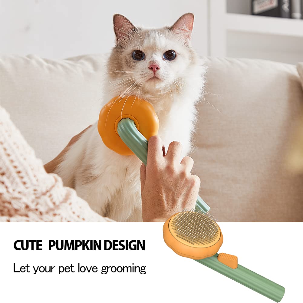 Self-Cleaning Pumpkin Pet Slicker Brush For Hair Removal