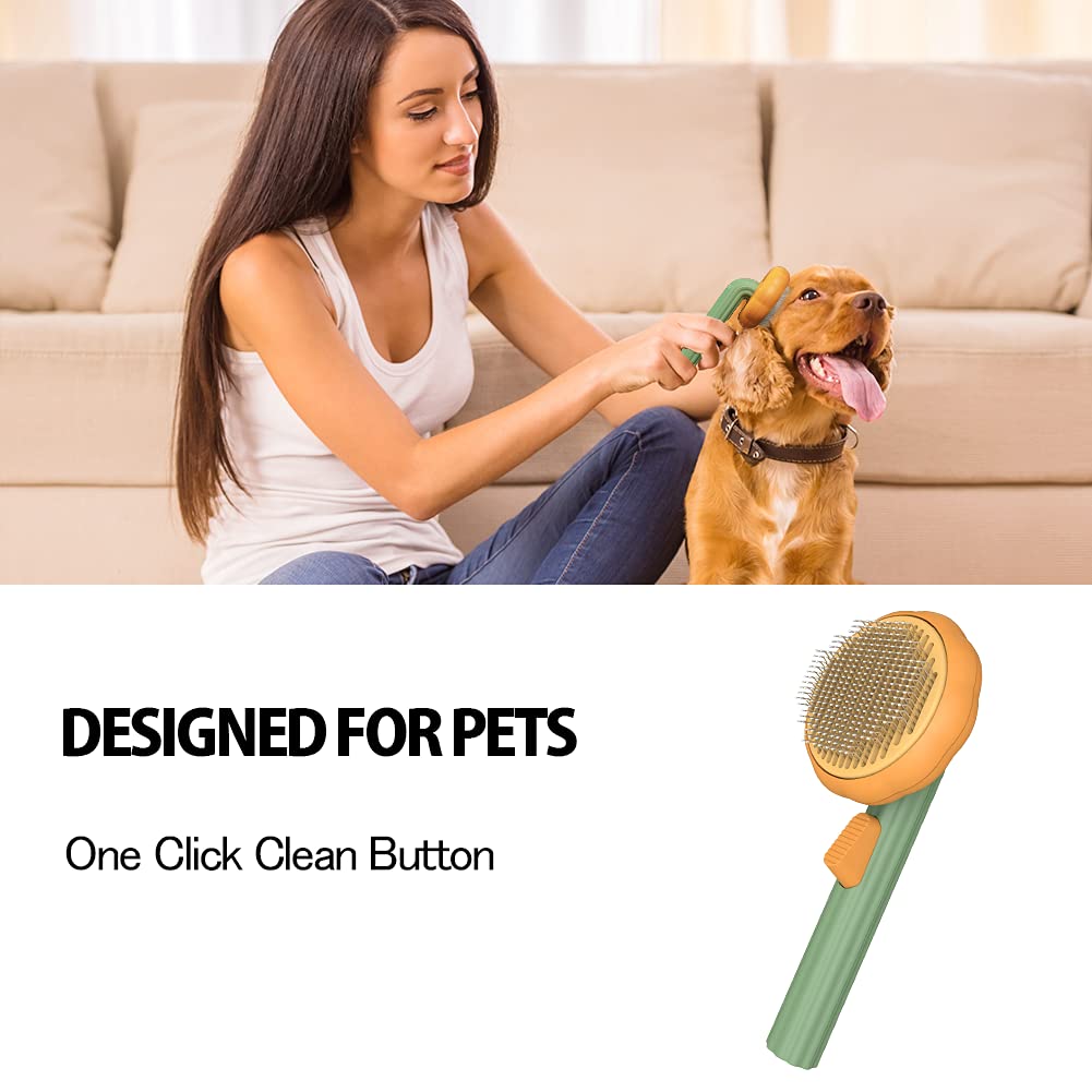 Self-Cleaning Pumpkin Pet Slicker Brush For Hair Removal