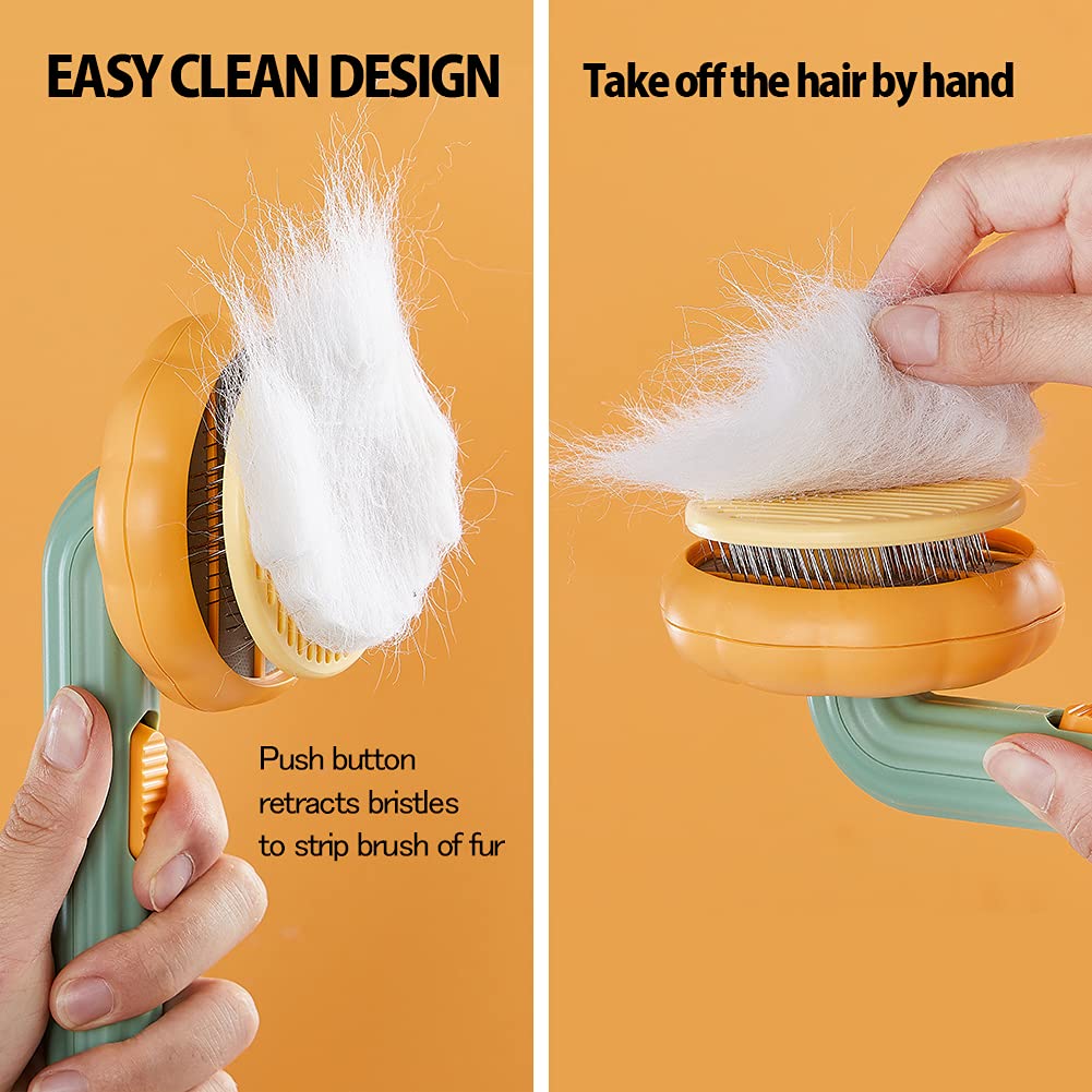 Self-Cleaning Pumpkin Pet Slicker Brush For Hair Removal