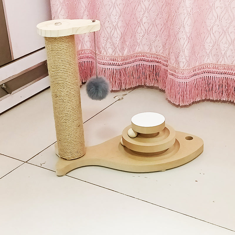 Solid Wood Pet Cat Turntable Bite-Resistant Toy