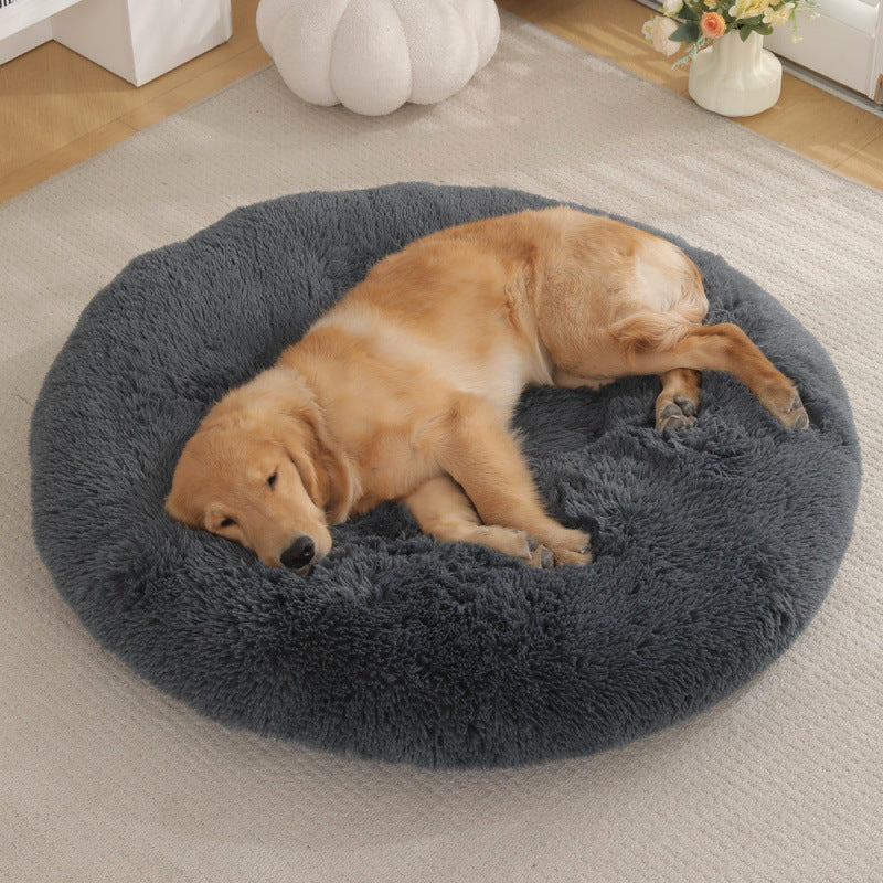 Round Plush Pet Bed Warm Sleep Mat