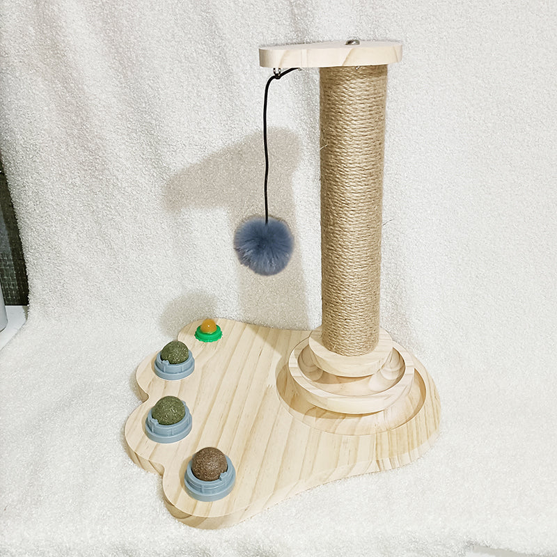 Solid Wood Pet Cat Turntable Bite-Resistant Toy