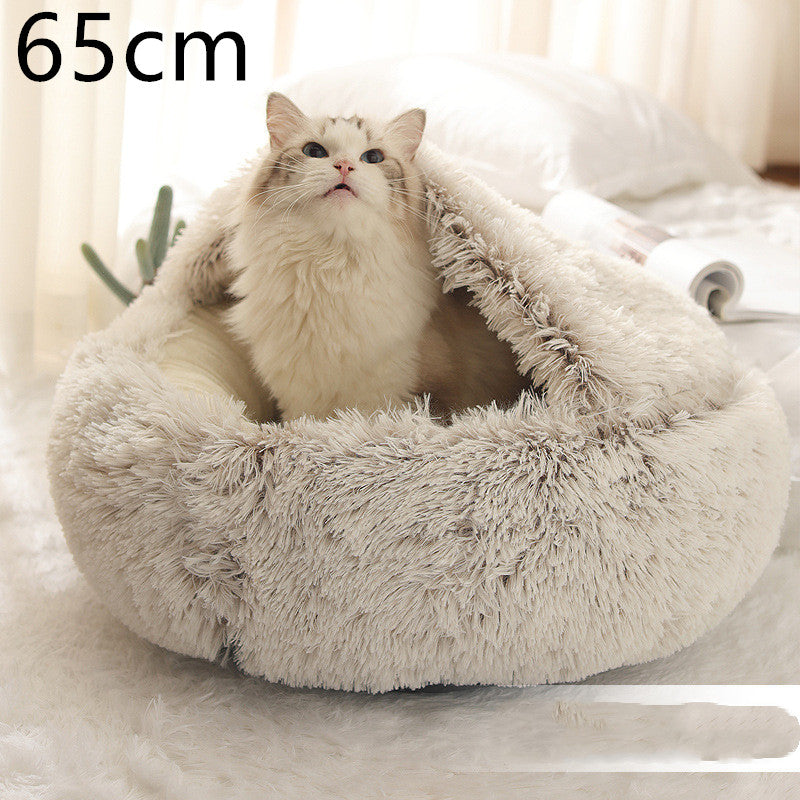 2-in-1 Round Plush Pet Winter Bed Soft Warm