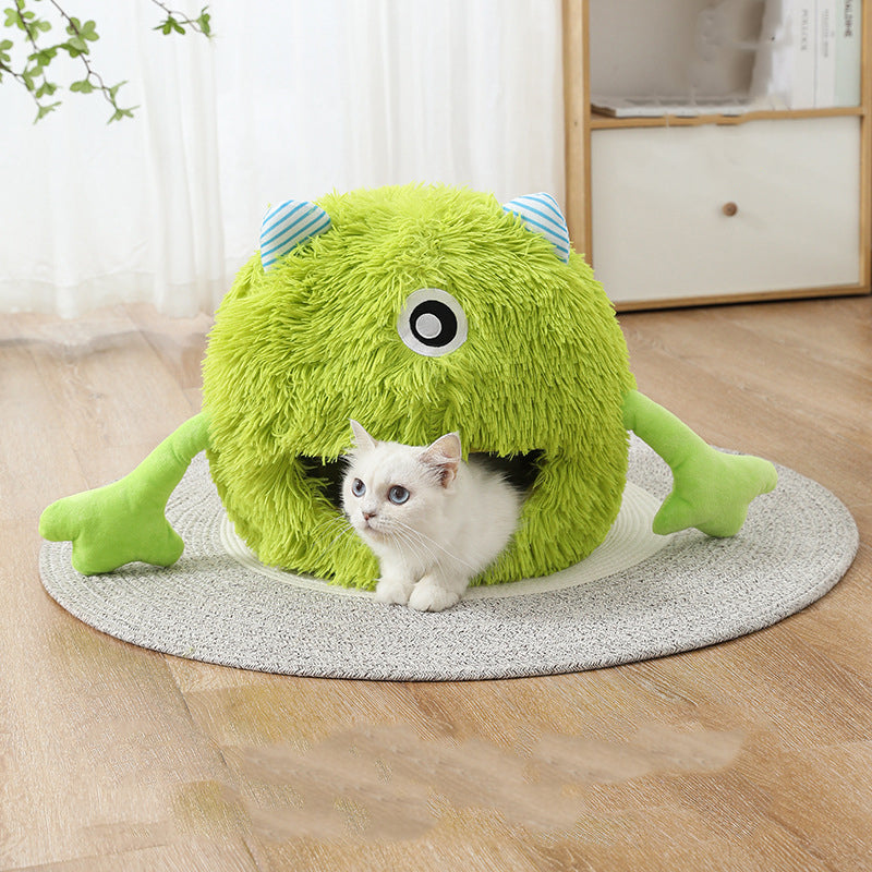 Fluffy Round Calming Pet Bed Non-Slip Plush