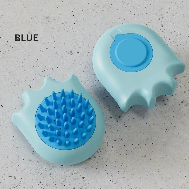 Pet Bath and Massage Grooming Brush With Shampoo Holder