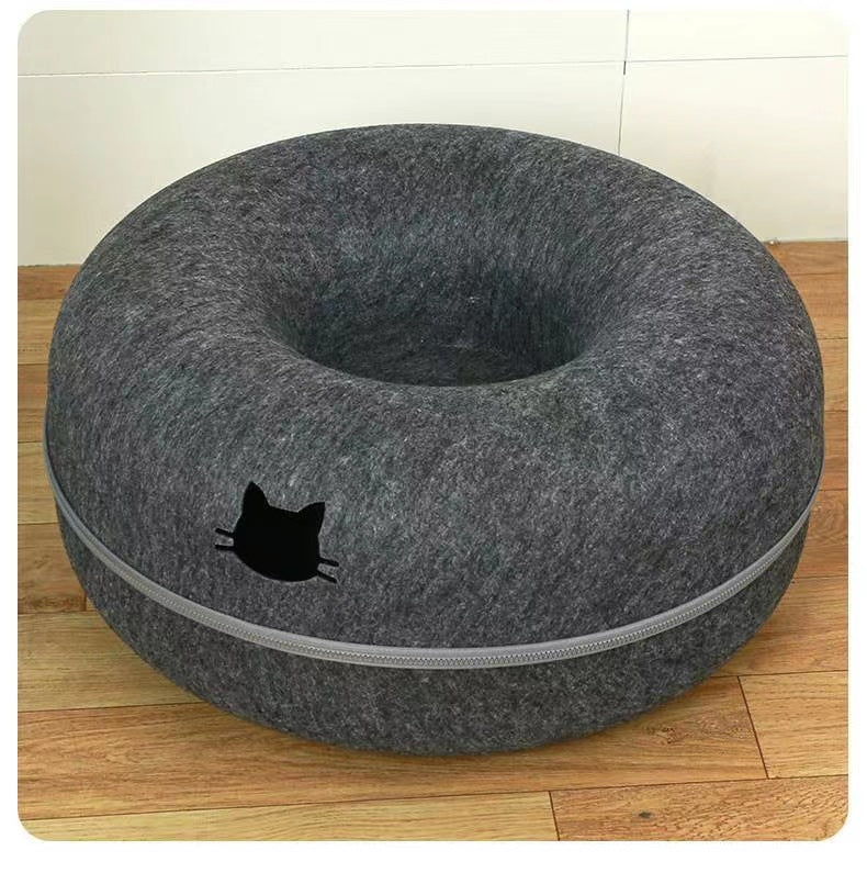 Comfortable Round Plush Pet Tunnel Bed