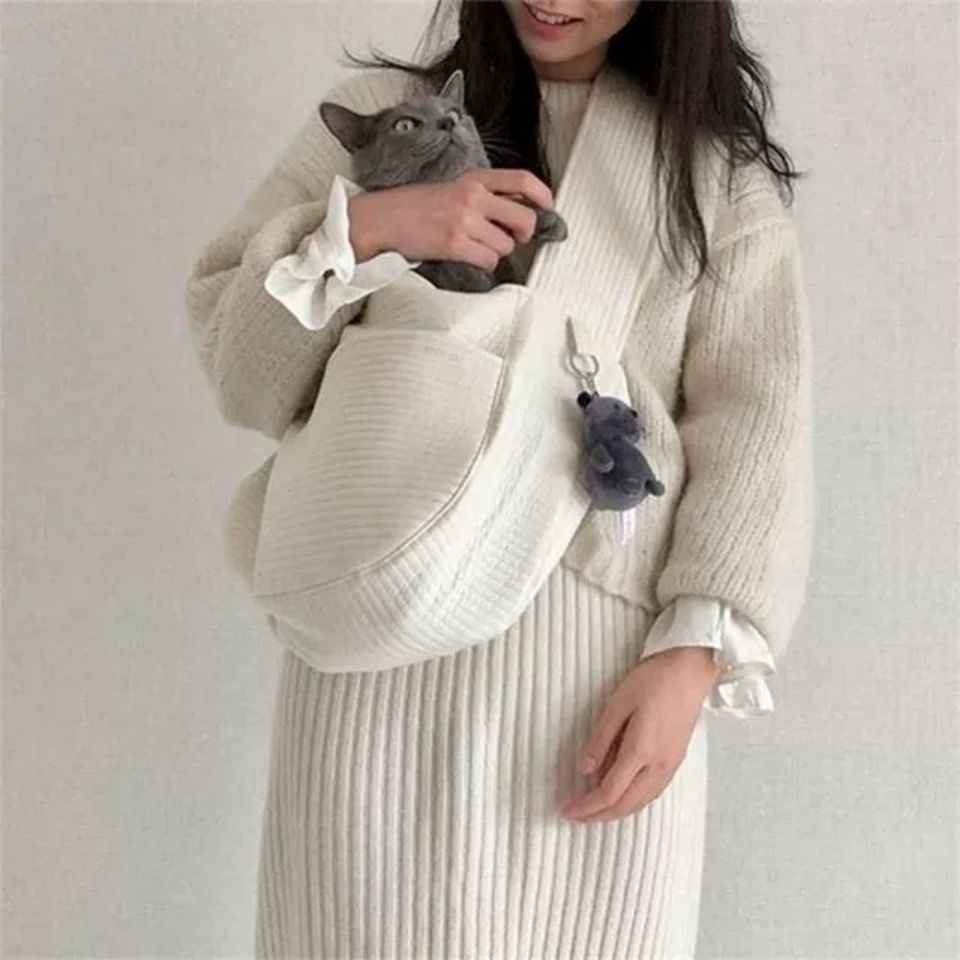 Handmade Canvas Pet Carrier Bag Breathable Outdoor Travel Tote