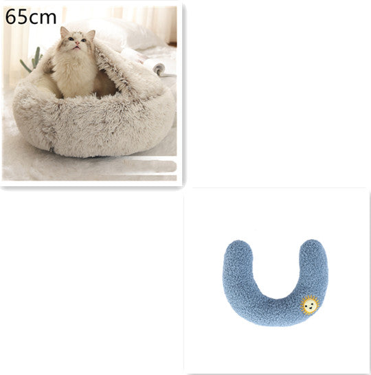 2-in-1 Round Plush Pet Winter Bed Soft Warm