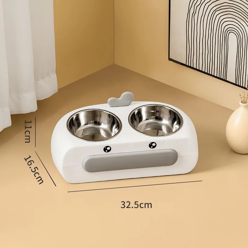 Duck-Shaped Double Pet Bowl Plastic Food And Water Feeder
