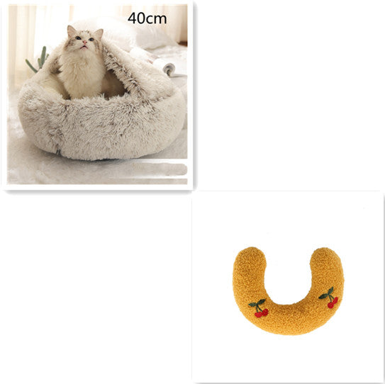 2-in-1 Round Plush Pet Winter Bed Soft Warm