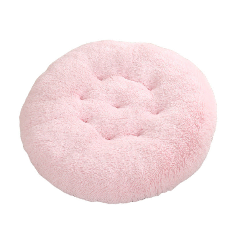 Round Plush Pet Bed Warm Sleep Mat