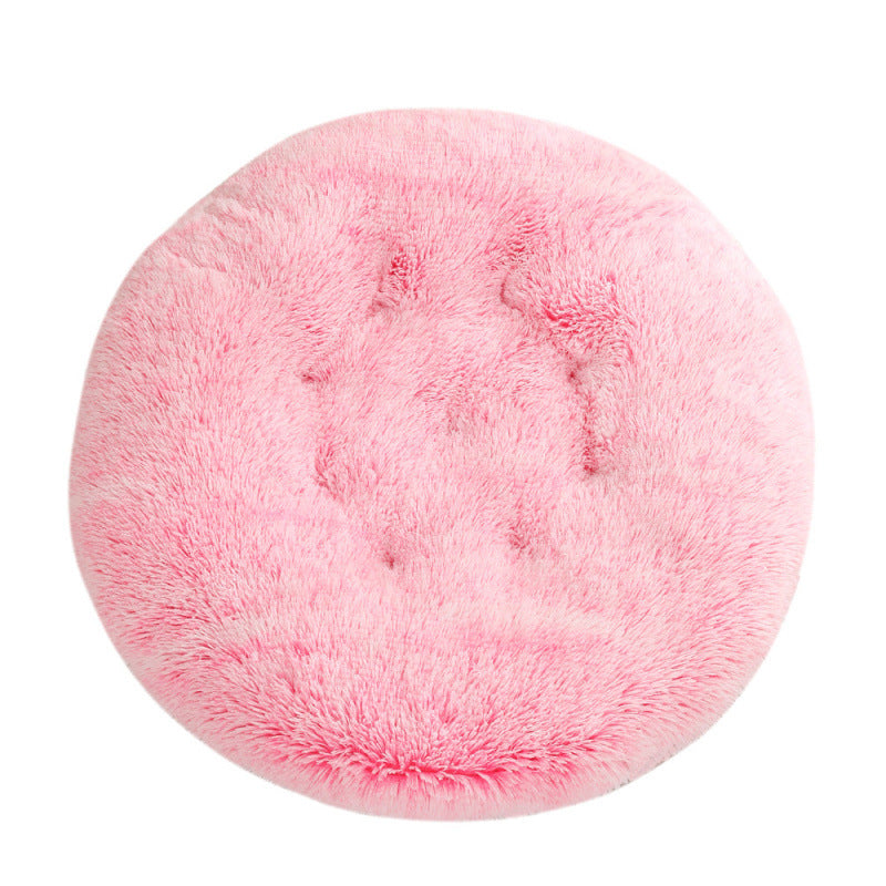 Round Plush Pet Bed Warm Sleep Mat