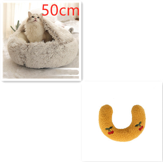 2-in-1 Round Plush Pet Winter Bed Soft Warm