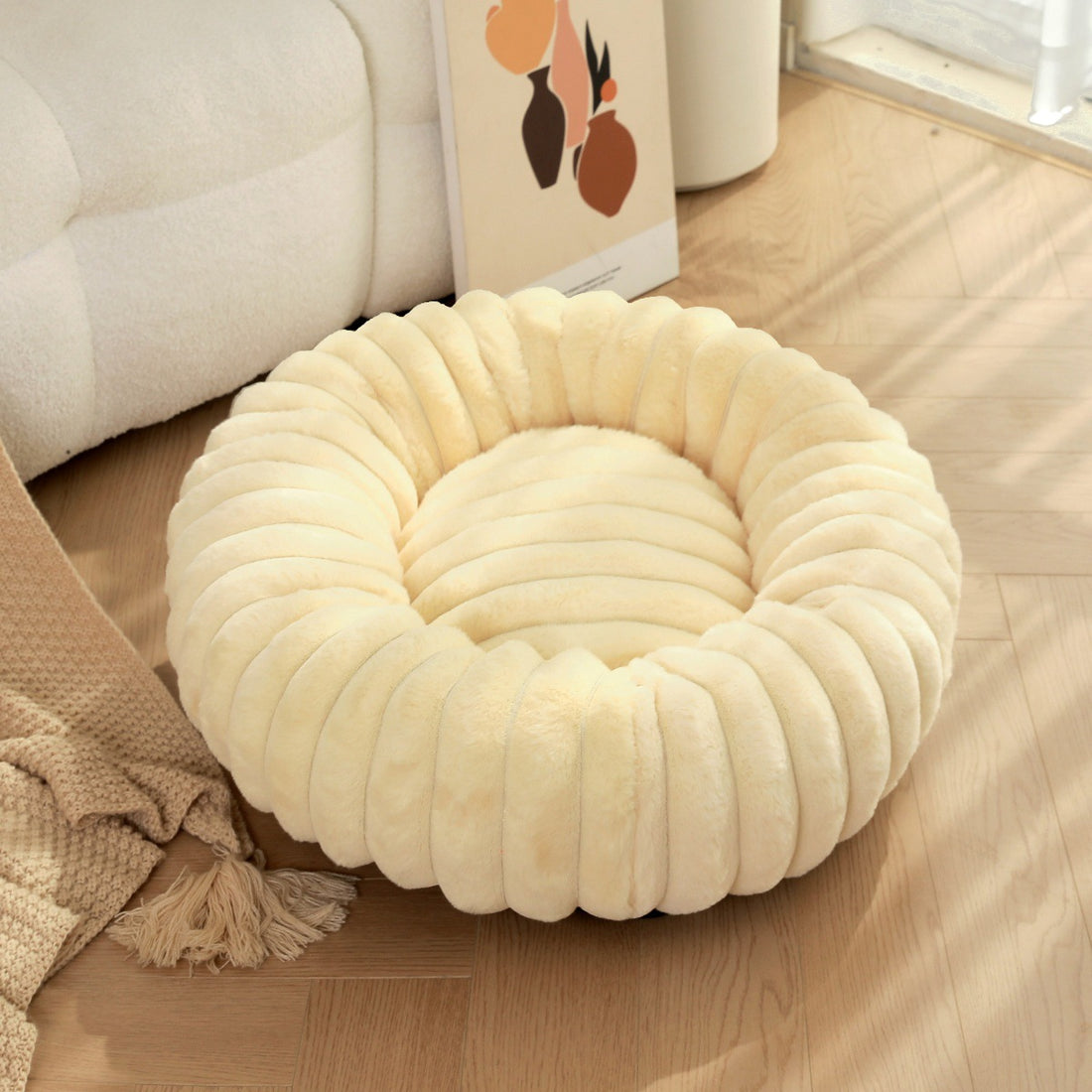 Plush Round Pet Nest Warm Winter Bed