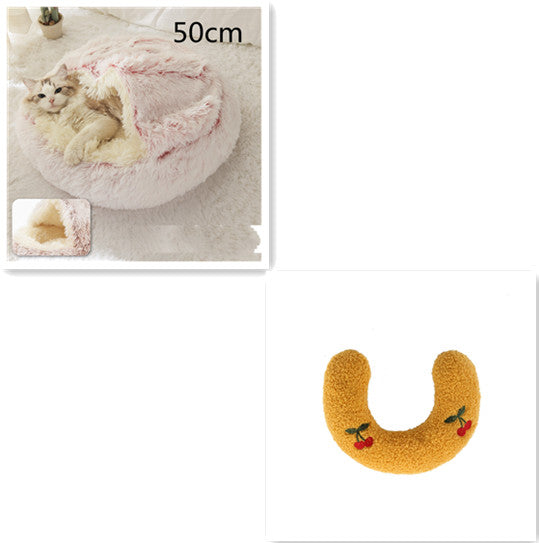 2-in-1 Round Plush Pet Winter Bed Soft Warm