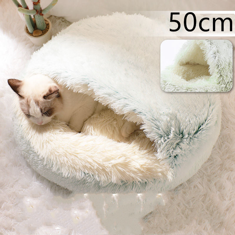 2-in-1 Round Plush Pet Winter Bed Soft Warm