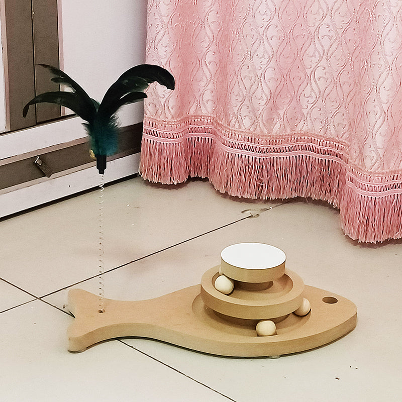 Solid Wood Pet Cat Turntable Bite-Resistant Toy