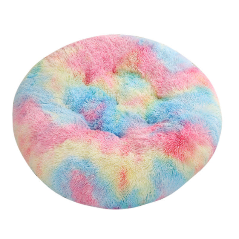 Round Plush Pet Bed Warm Sleep Mat