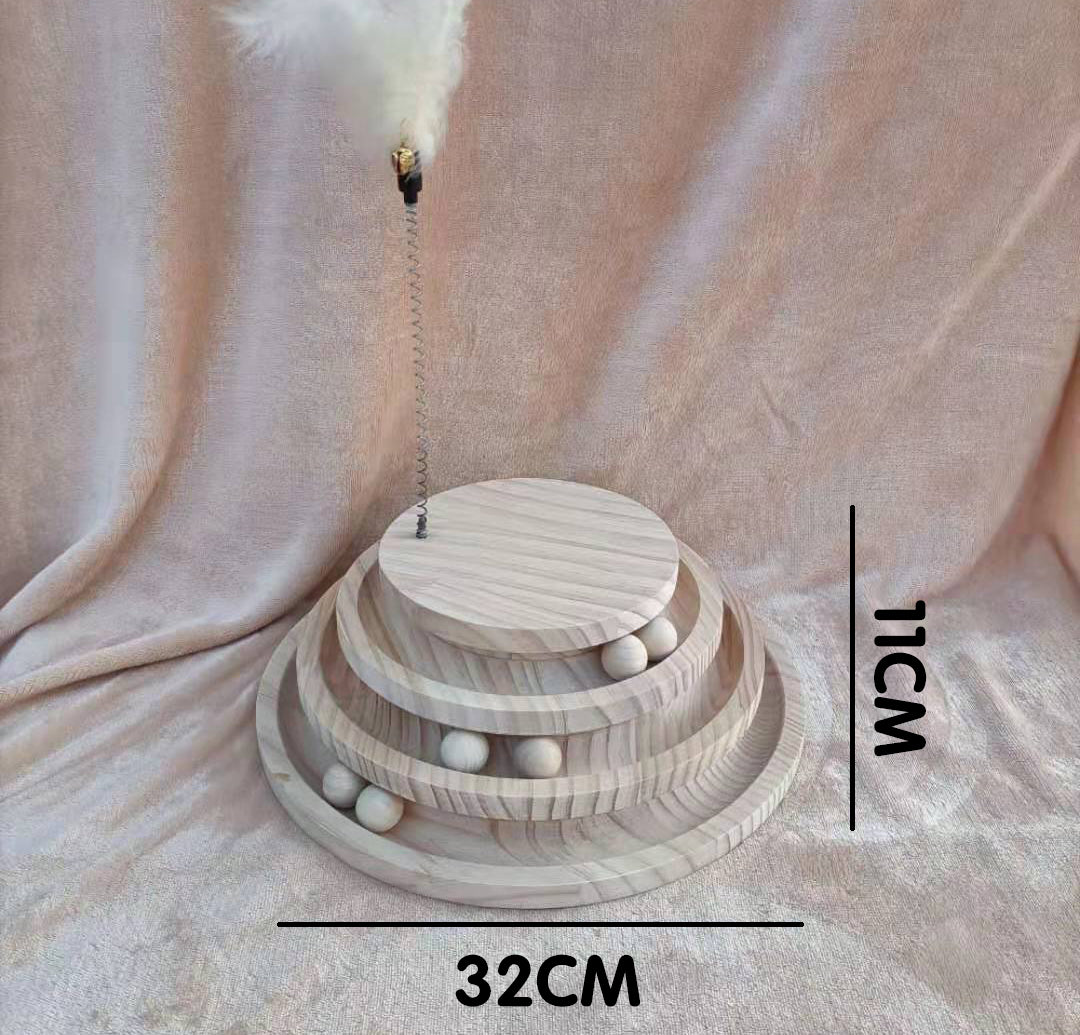 Solid Wood Pet Cat Turntable Bite-Resistant Toy