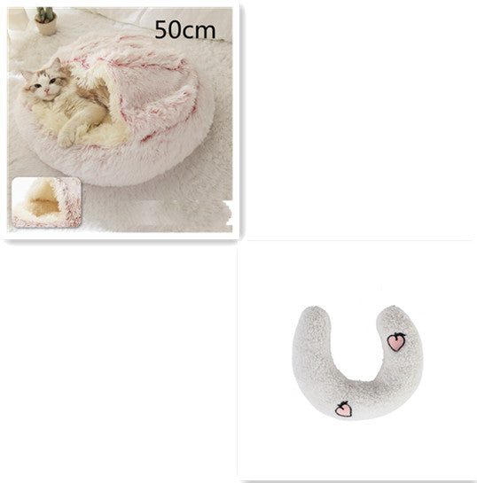 2-in-1 Round Plush Pet Winter Bed Soft Warm