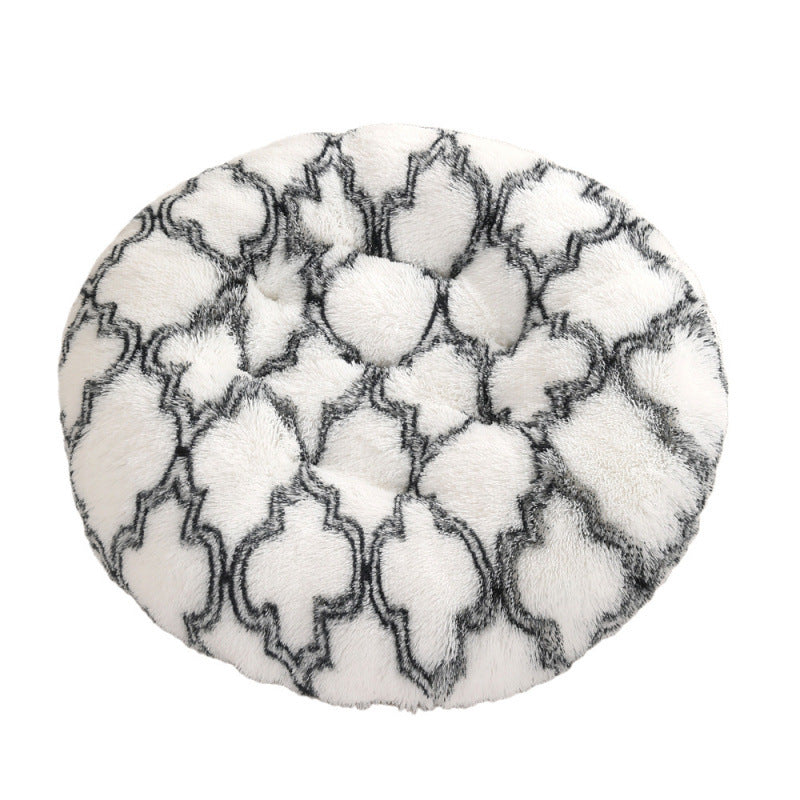 Round Plush Pet Bed Warm Sleep Mat