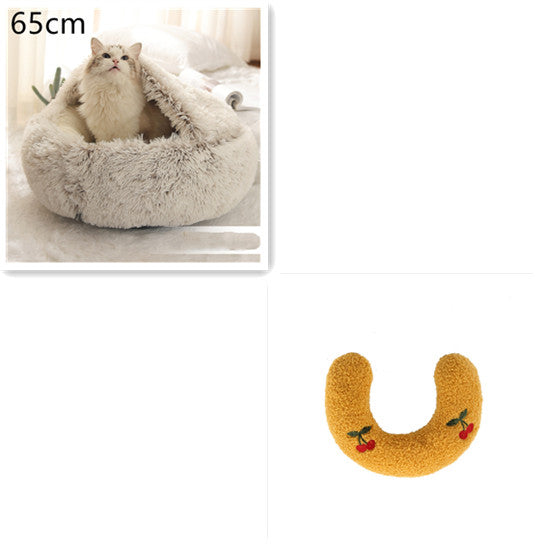 2-in-1 Round Plush Pet Winter Bed Soft Warm