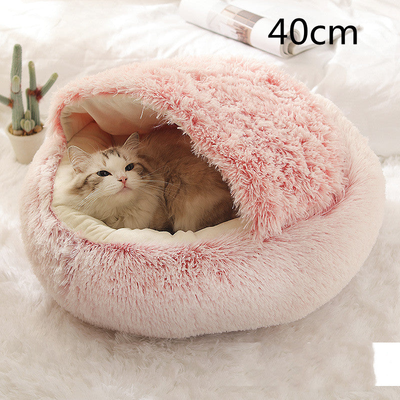 2-in-1 Round Plush Pet Winter Bed Soft Warm