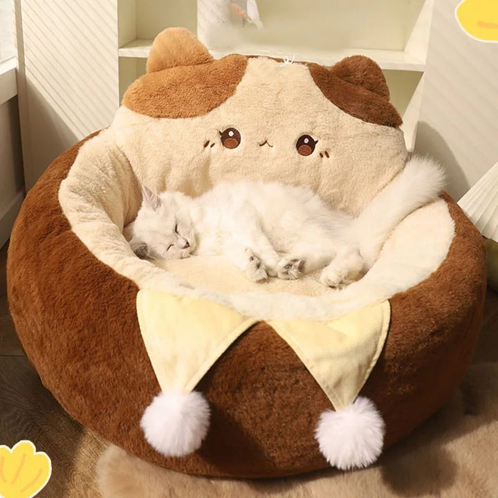 Round Plush Pet Sofa Bed Winter Warm Cushion
